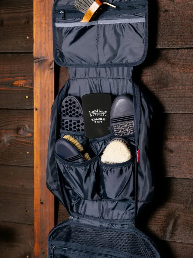 LEMIEUX Fold Down Pocket Organiser Navy | Equestrian Grooming Bag for Horse Supplies & Tack