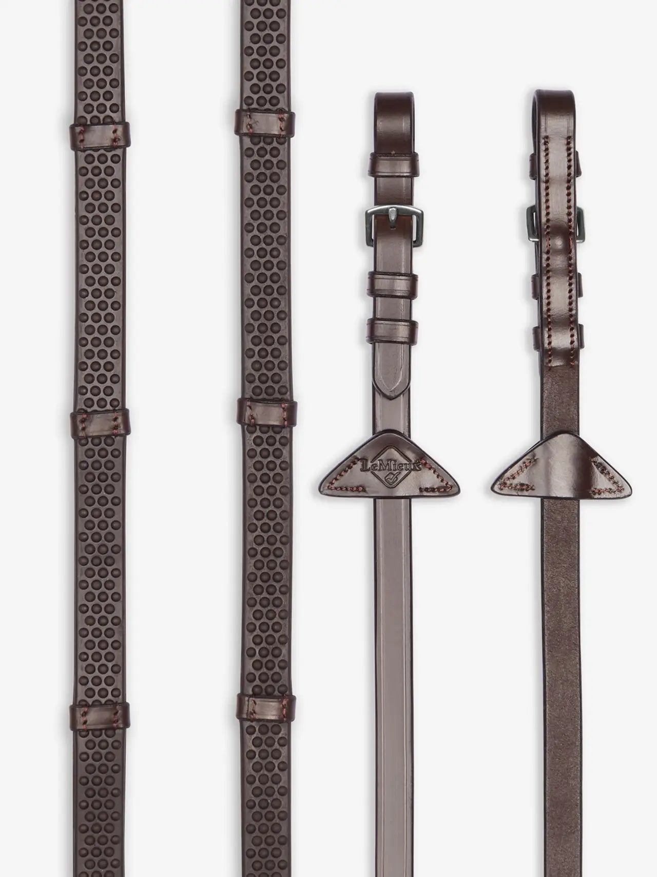 LeMieux Soft Rubber Reins with Stoppers Havana/Silver