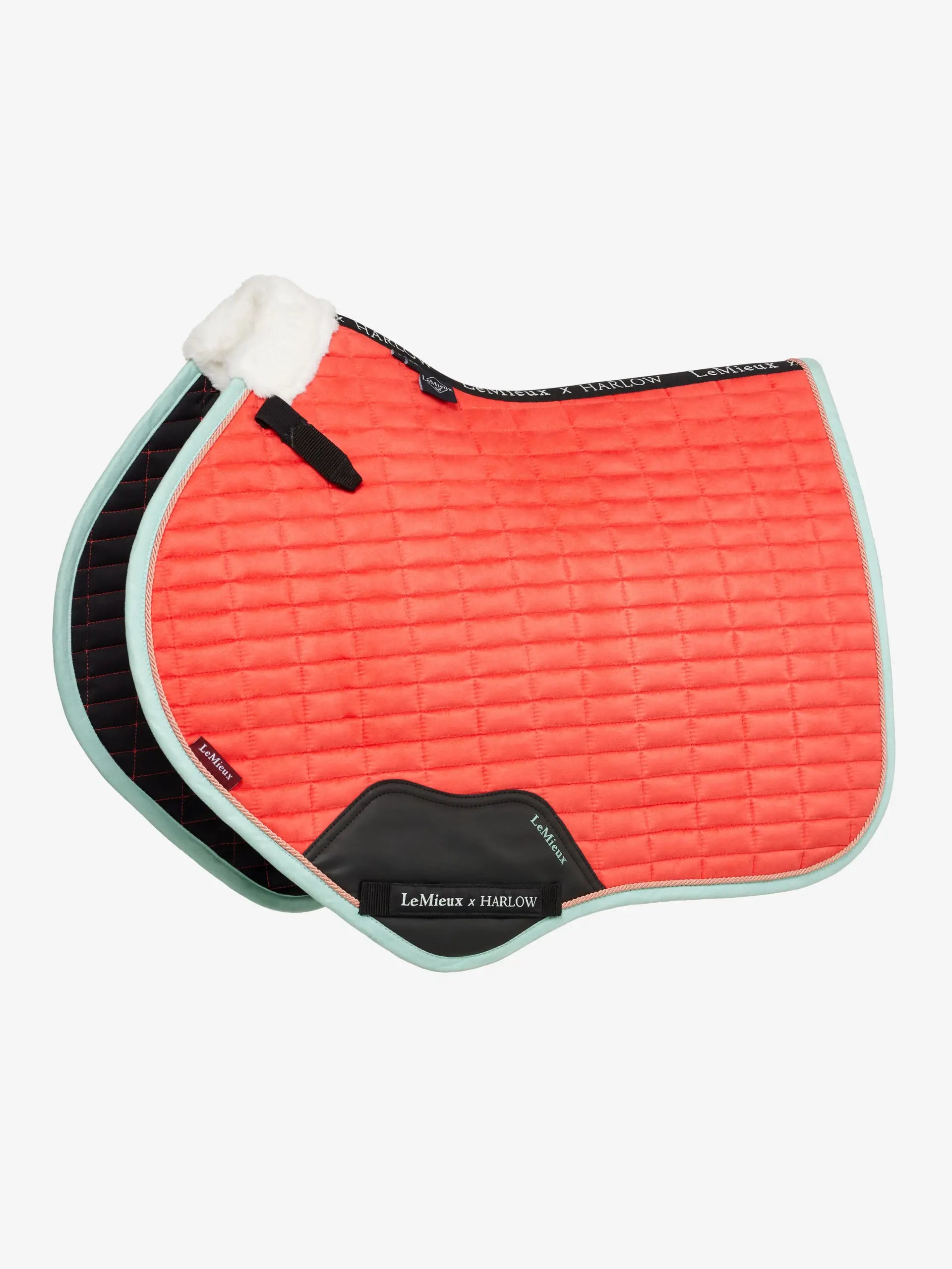 LeMieux x Harlow Coral Crush Saddle Pad - Close Contact Square, equestrian, horse riding gear, coral, pink, blue topaz…