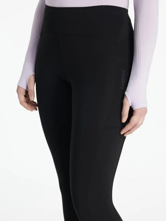 LeMieux Natalie Brushed Pull On Riding Leggings - Black - Equestrian Thermal Leggings from Equiflair