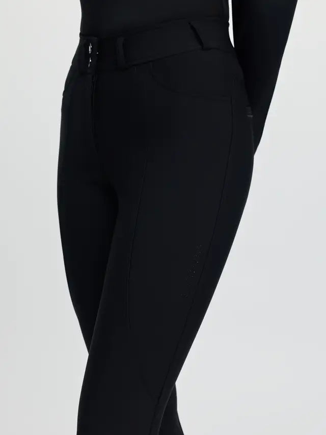 LeMieux Brilliance Knee Grip Breeches Black - Performance equestrian riding pants with sparkle detail.