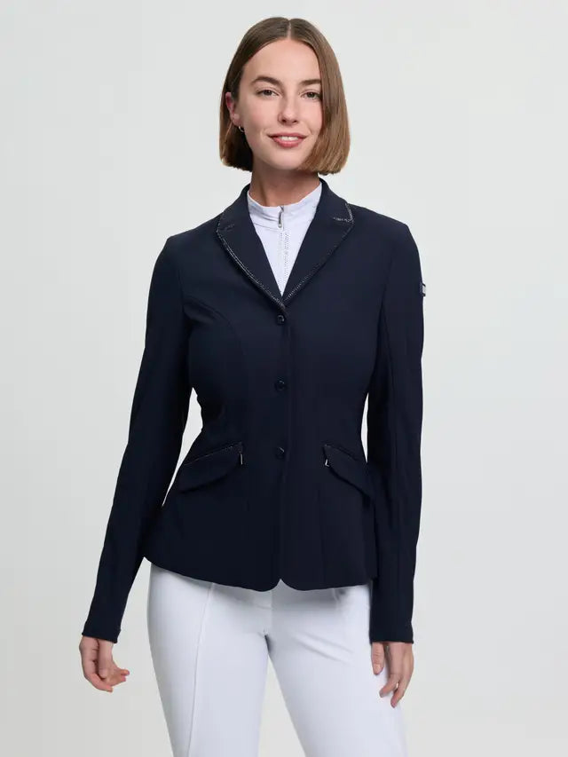 LeMieux Brilliance Diana Ladies Show Jacket Navy - Elegant equestrian riding jacket with rhinestone details.