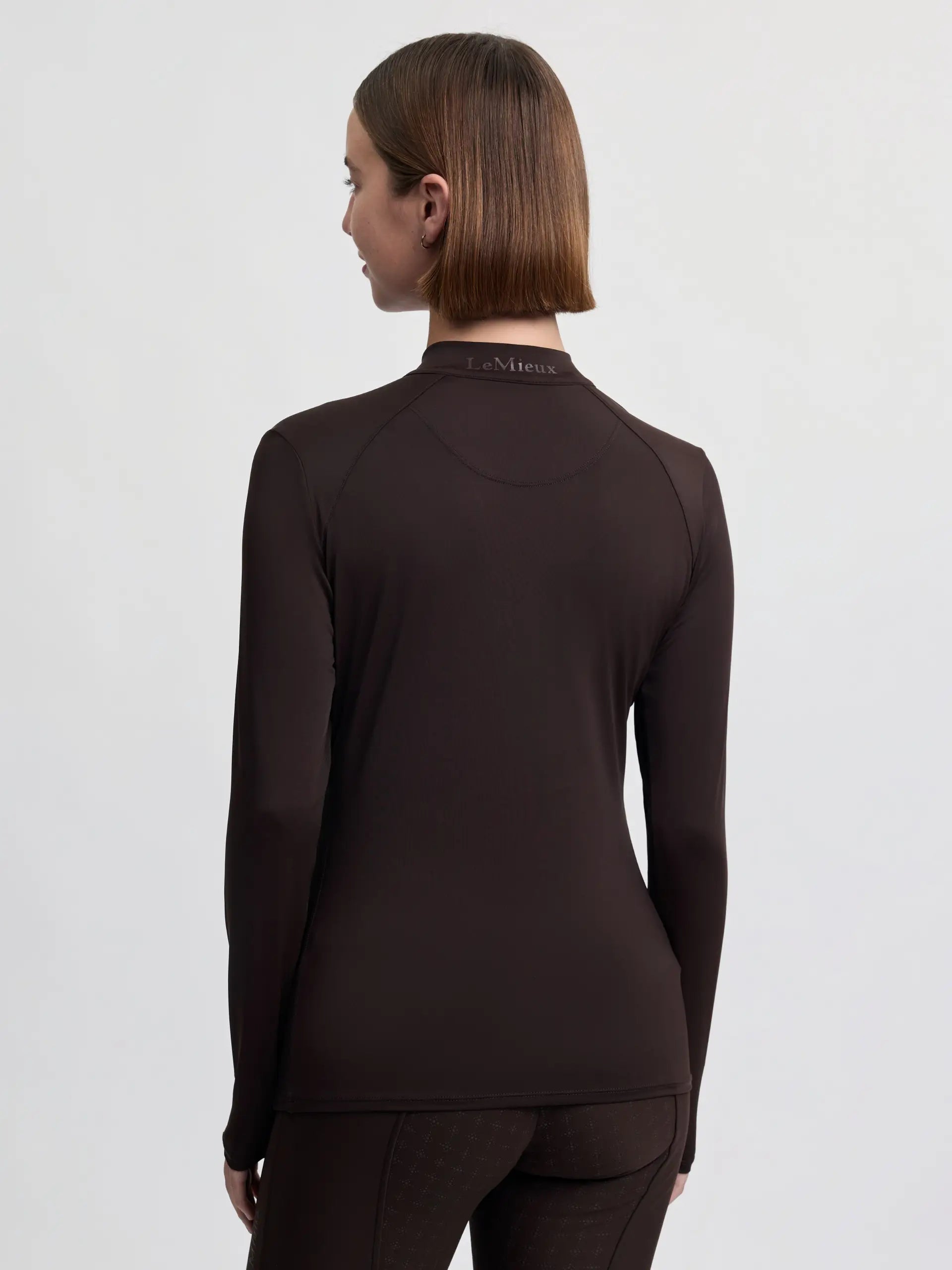 LeMieux women's espresso brown long sleeve performance base layer top