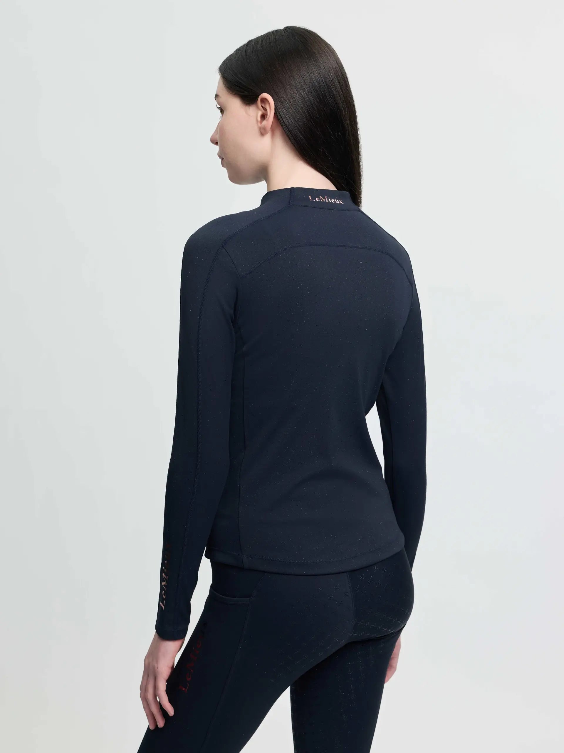 LeMieux Young Rider Sparkle Base Layer Navy - Back View | Equestrian Riding Top