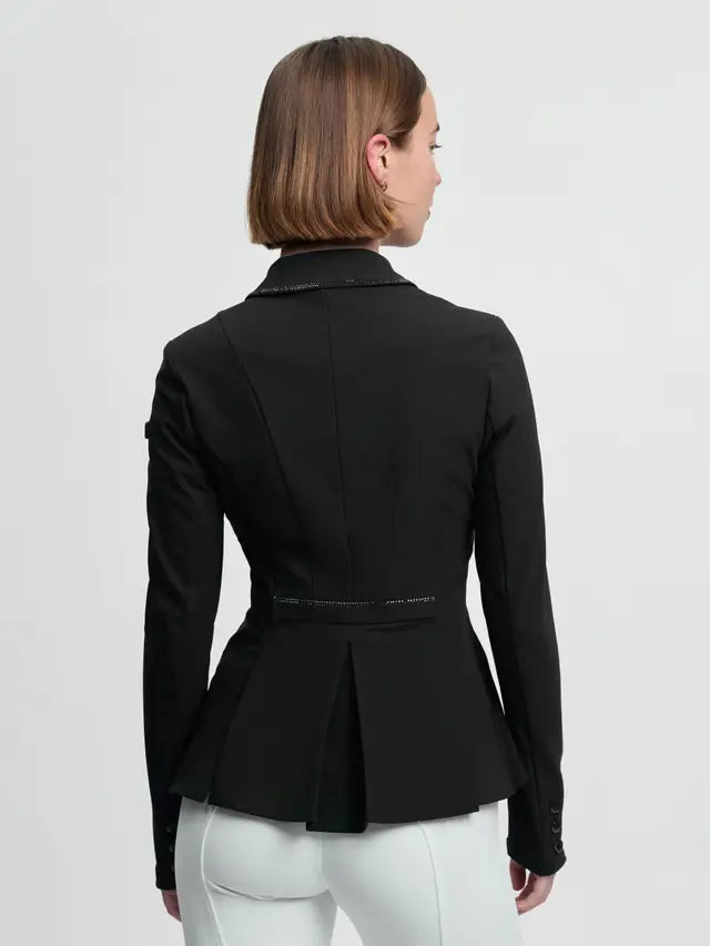 LeMieux Brilliance Diana Ladies Black Show Jacket with Rhinestone Detail and Pleated Hem
