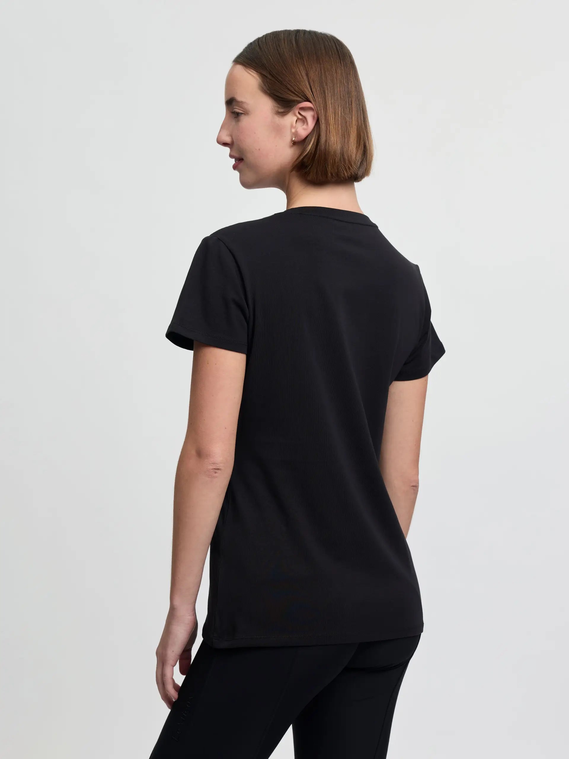 LeMieux Brilliance T-Shirt Black with sparkling rhinestone detailing for riders.