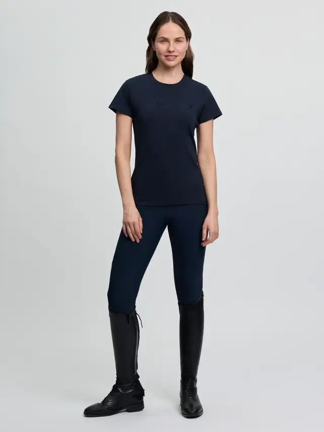 LeMieux Brilliance T-Shirt Navy - Women's equestrian riding shirt with rhinestone detail.