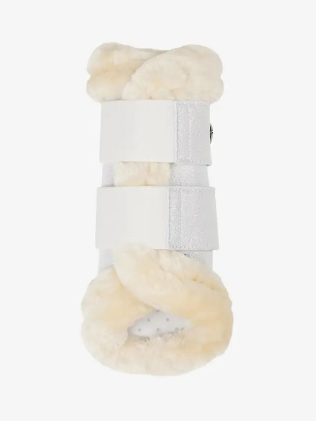 LeMieux Brilliance White Fleece-Edged Brushing Boots for horses