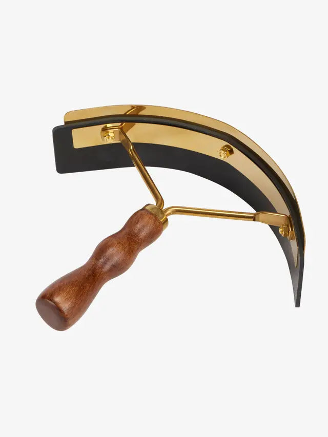 Equiflair Artisan Brown Horse Sweat Scraper - Metal Grooming Tool with Wooden Handle