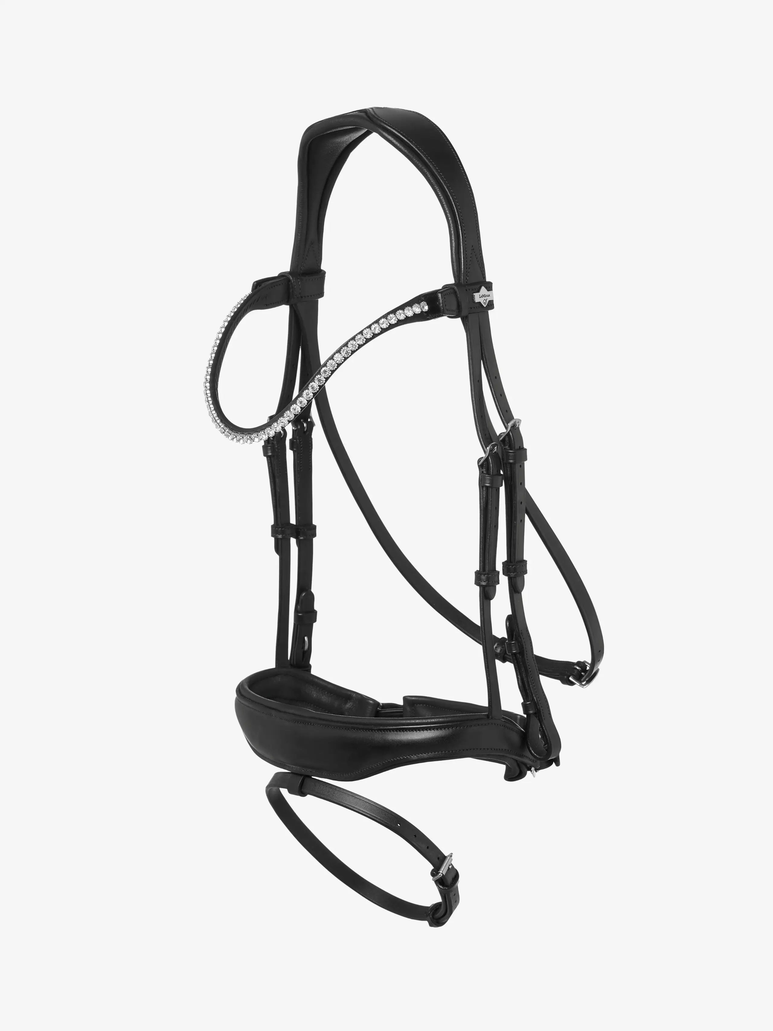 LeMieux Kudos Anatomic Dressage Bridle Black Leather with Crystal Browband | Equestrian Tack