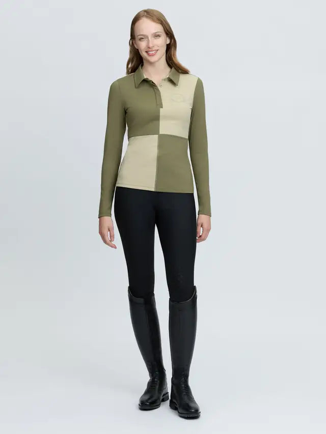 LeMieux Harlequin Rugby Shirt Base Layer Willow/Pear