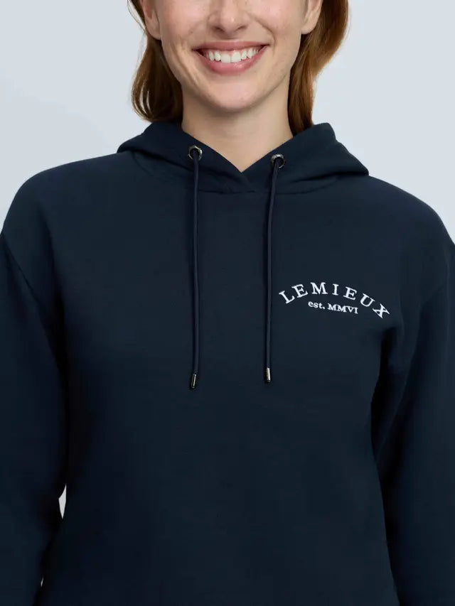 LeMieux Luna Hoodie Navy Blue - Embroidered Logo - Comfortable Women's Hooded Sweatshirt