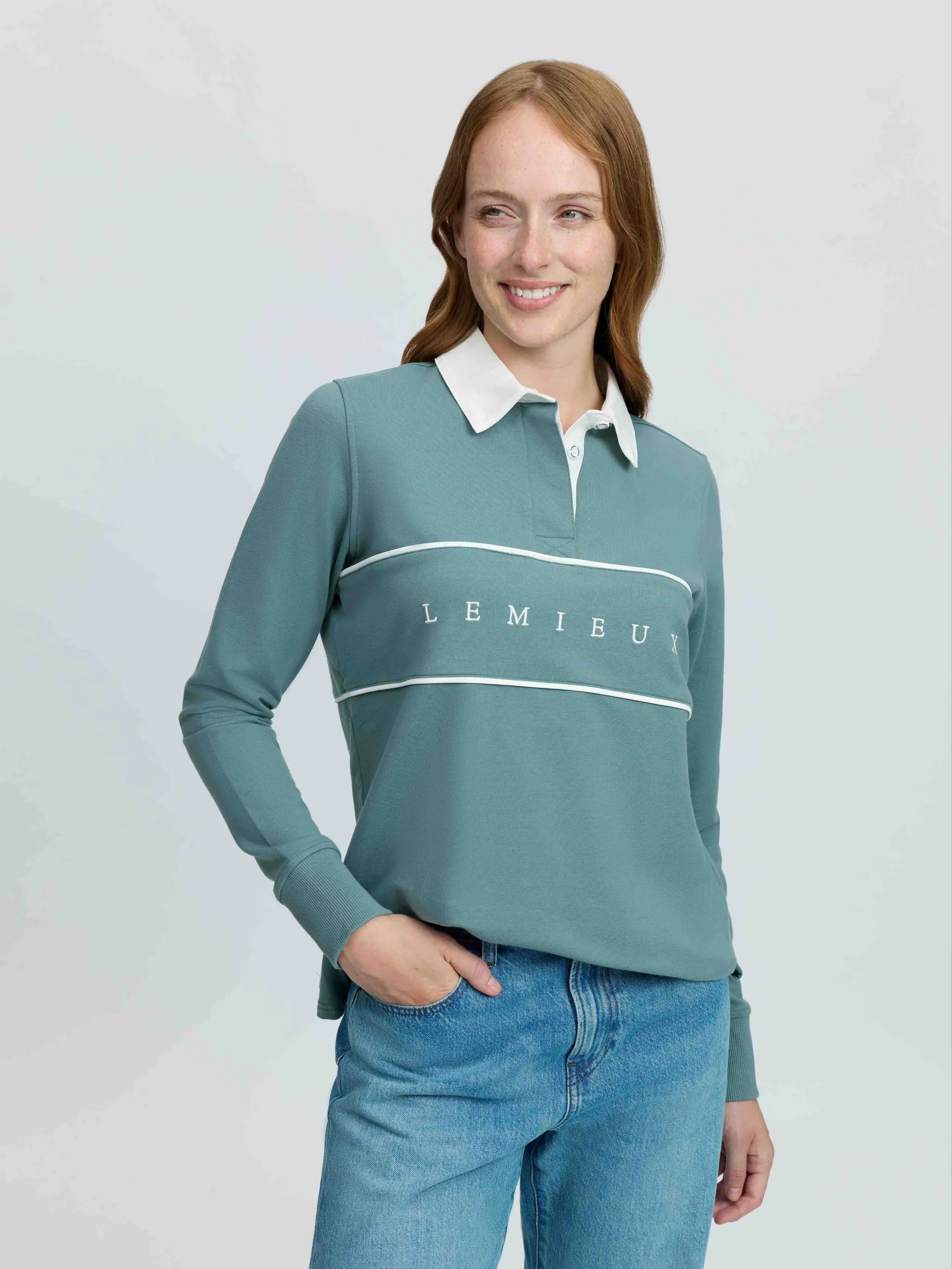 LeMieux Rochelle Rugby Shirt in Aloe - Women's Long Sleeve Top