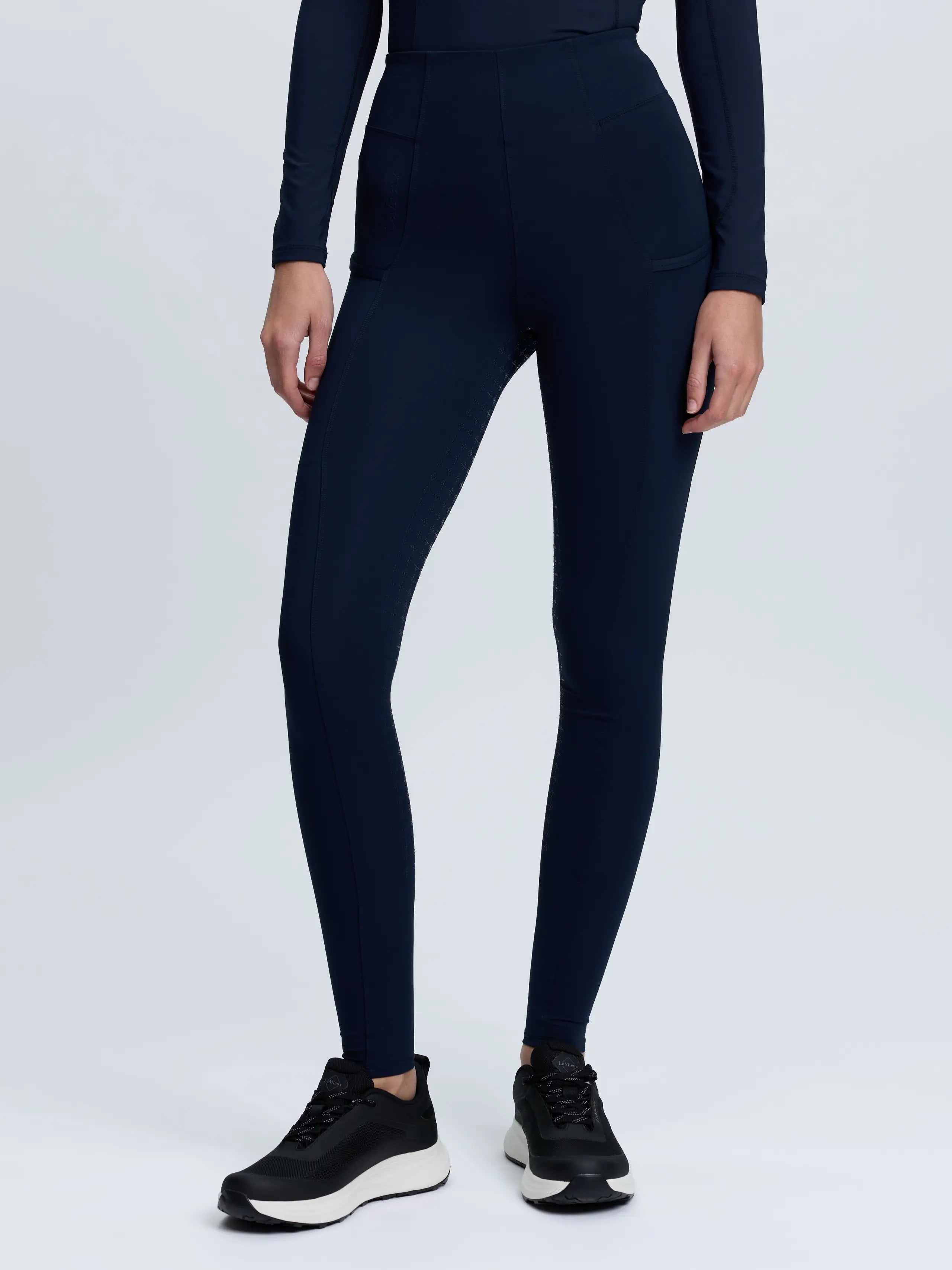 LeMieux Navy Tall Naomi Pull On Riding Breeches with Silicone Seat and Phone Pocket