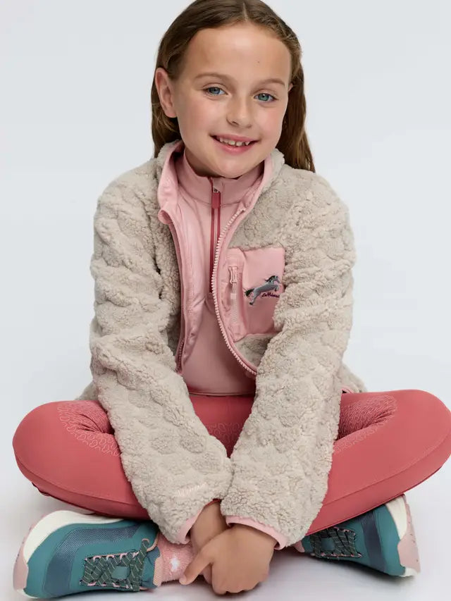 LeMieux Mini Thora Heart Fleece Jacket in Stone - Girls Borg Zip-Up Outerwear