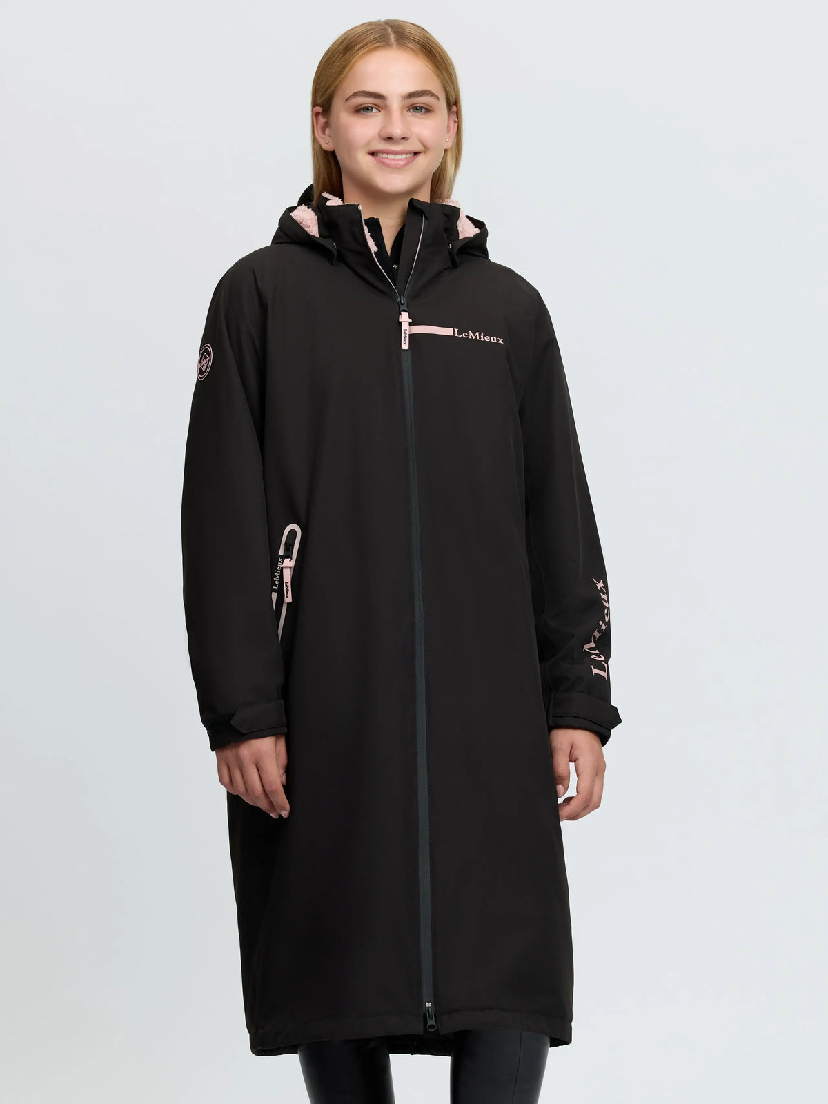 LeMieux Young Rider HydroShield Robe: Waterproof long black riding coat for kids, equestrian gear