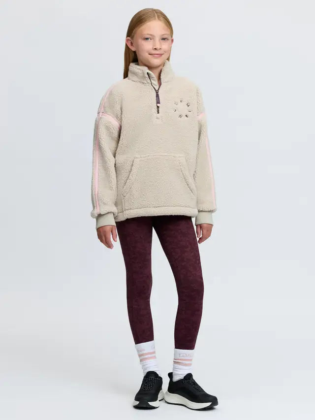 LeMieux Young Rider Jody Teddy Fleece 1/2 Zip Pullover in Stone Color for Girls