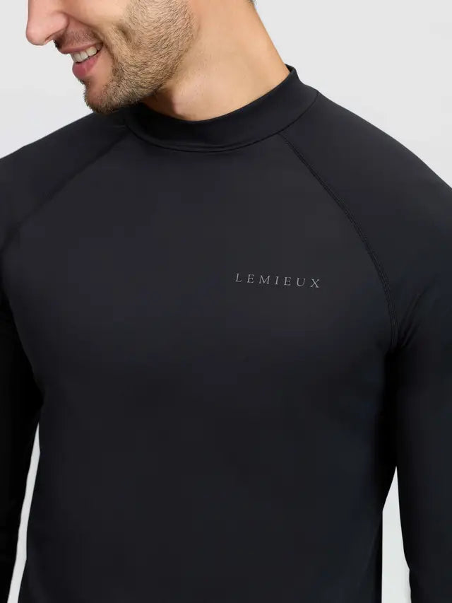 LEMIEX Men's Black Long Sleeve Base Layer Shirt - UV Protection & Breathable