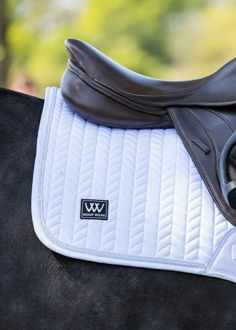 Woof Wear Herringbone Saddle Pad Close Contact - White Horse Riding Saddle Pad