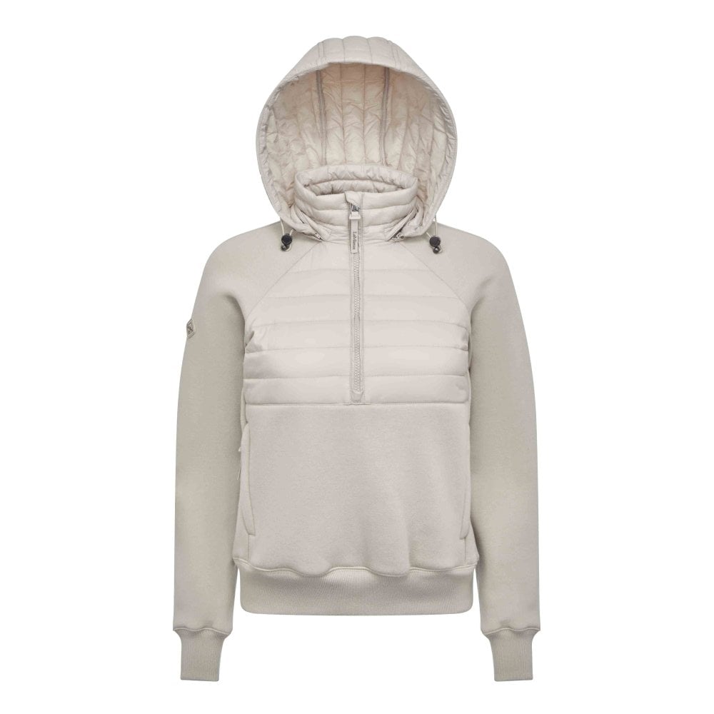LeMieux Harley Hybrid Hoodie Stone: Half Zip with Detachable Hood, Ribbed Cuffs, Stylish Sportswear by Equiflair