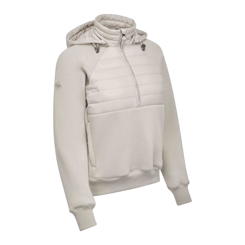 LeMieux Harley Hybrid Hoodie Stone - Half Zip Hooded Sweatshirt with Detachable Hood - Equiflair