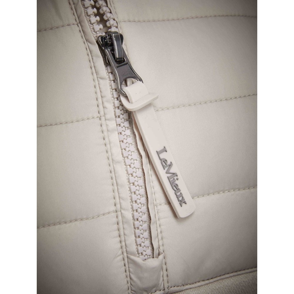 LeMieux Harley Hybrid Hoodie, Stone Color. Half Zip Detail.