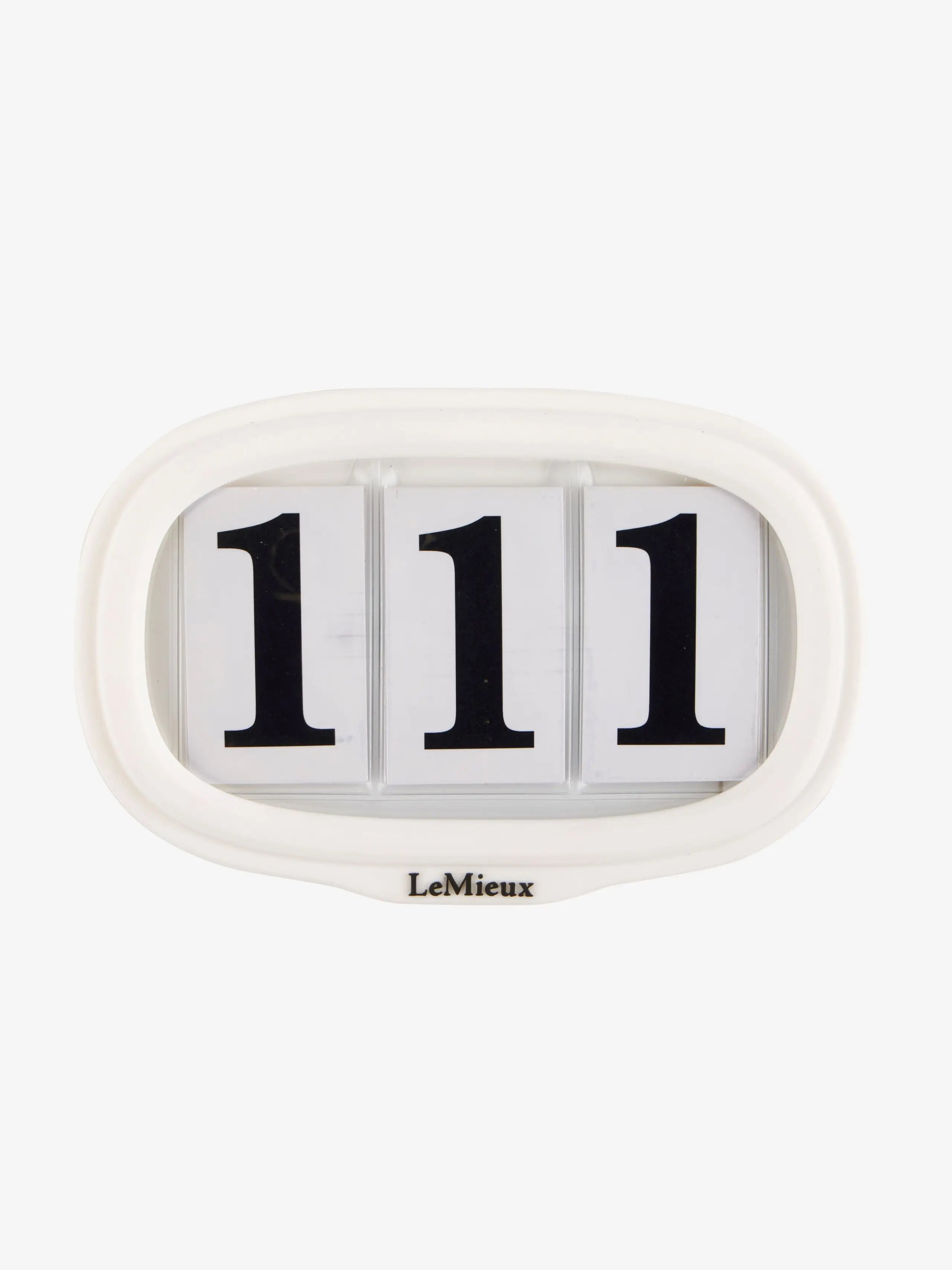 LeMieux White Saddle Number Holder with '111' for Equestrian Competitions