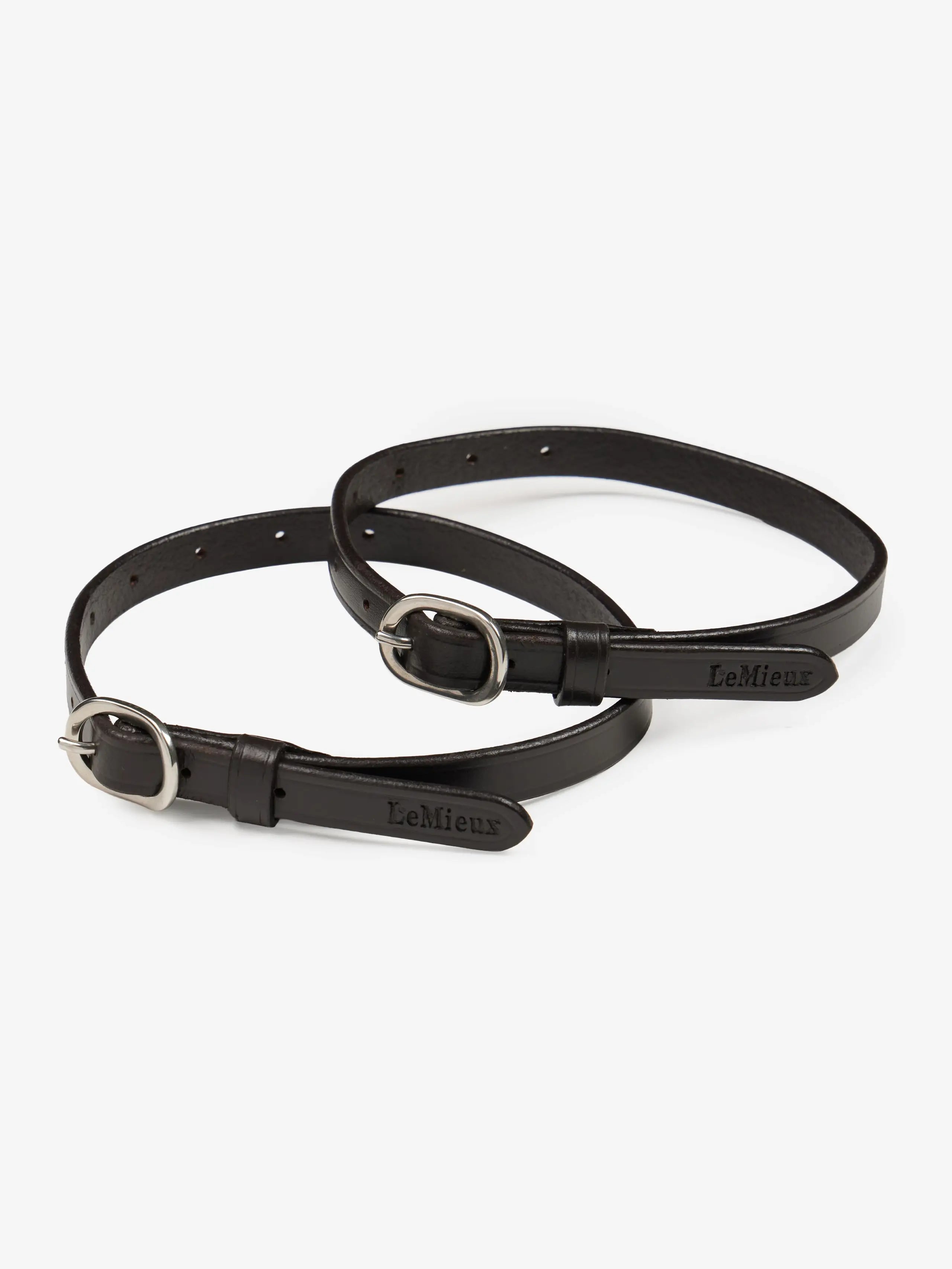 LeMieux Brown Leather Spur Straps with Stainless Steel Buckles - Equestrian Accessory