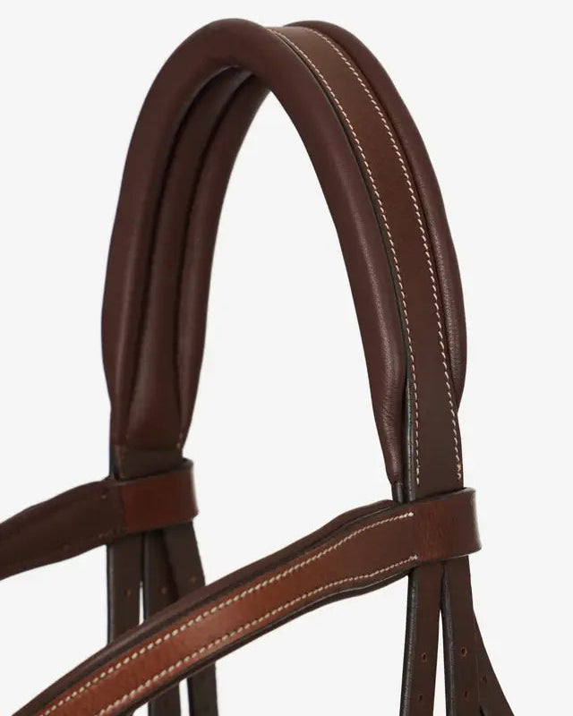 Lemieux Arika Grackle Bridle: Havana Brown Leather Horse Bridle with Silver Fittings - Equine Riding Equipment