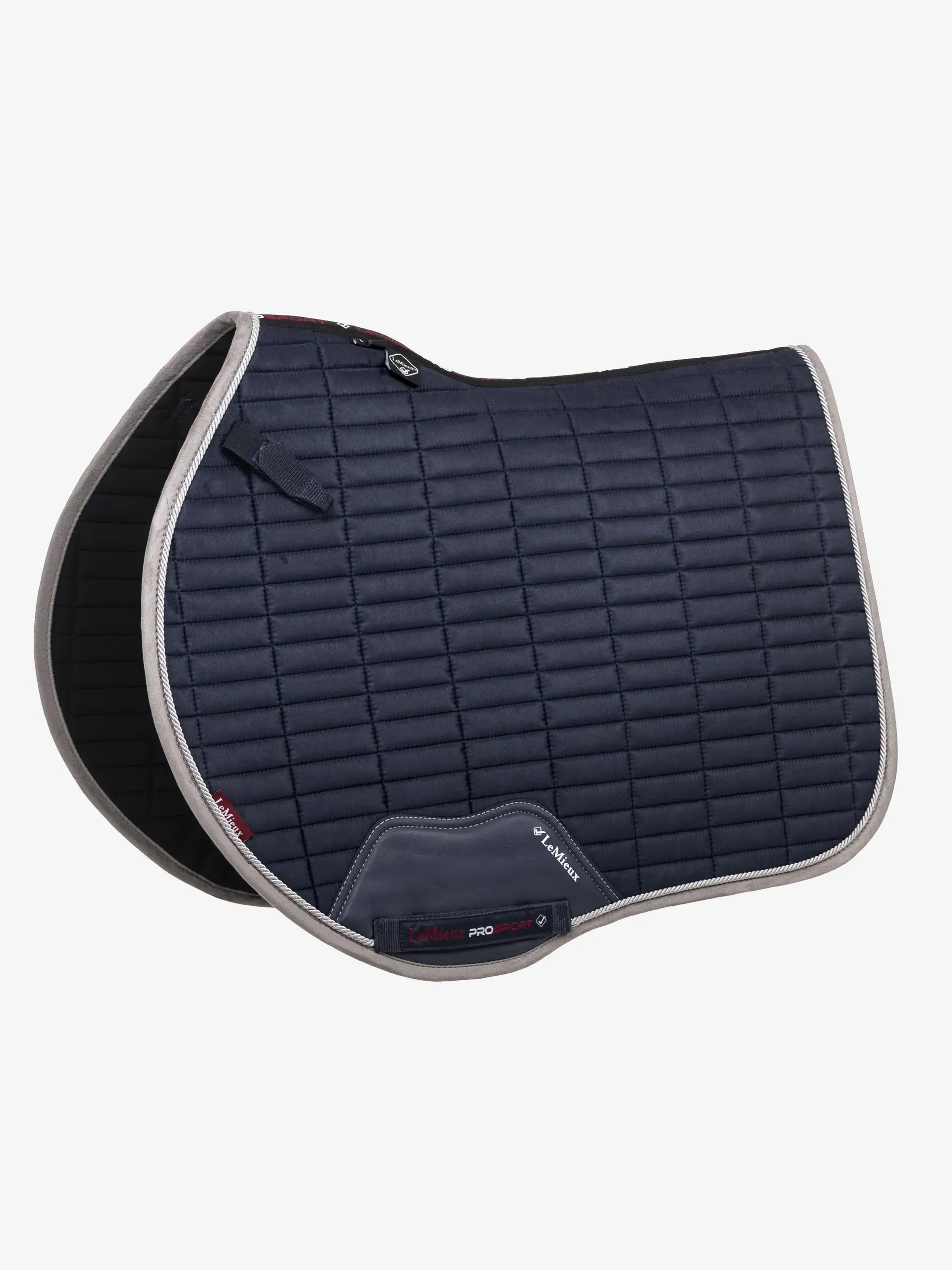 LeMieux Suede EuroJump Square Navy Saddle Pad - Equestrian Jumping Equipment