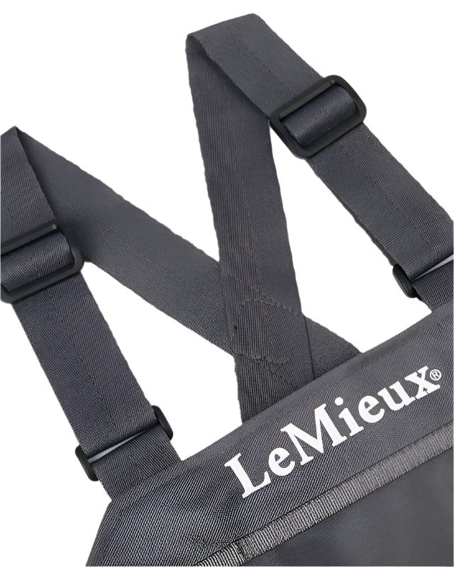 LeMieux Eventing Bib Slate Grey: Comfortable & Stylish competition bib with adjustable straps and clear number pockets