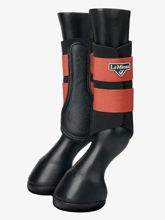 LeMieux Grafter Sienna Brushing Boots: Durable horse leg protection for schooling, turnout, and competitions. Equine Legwear.