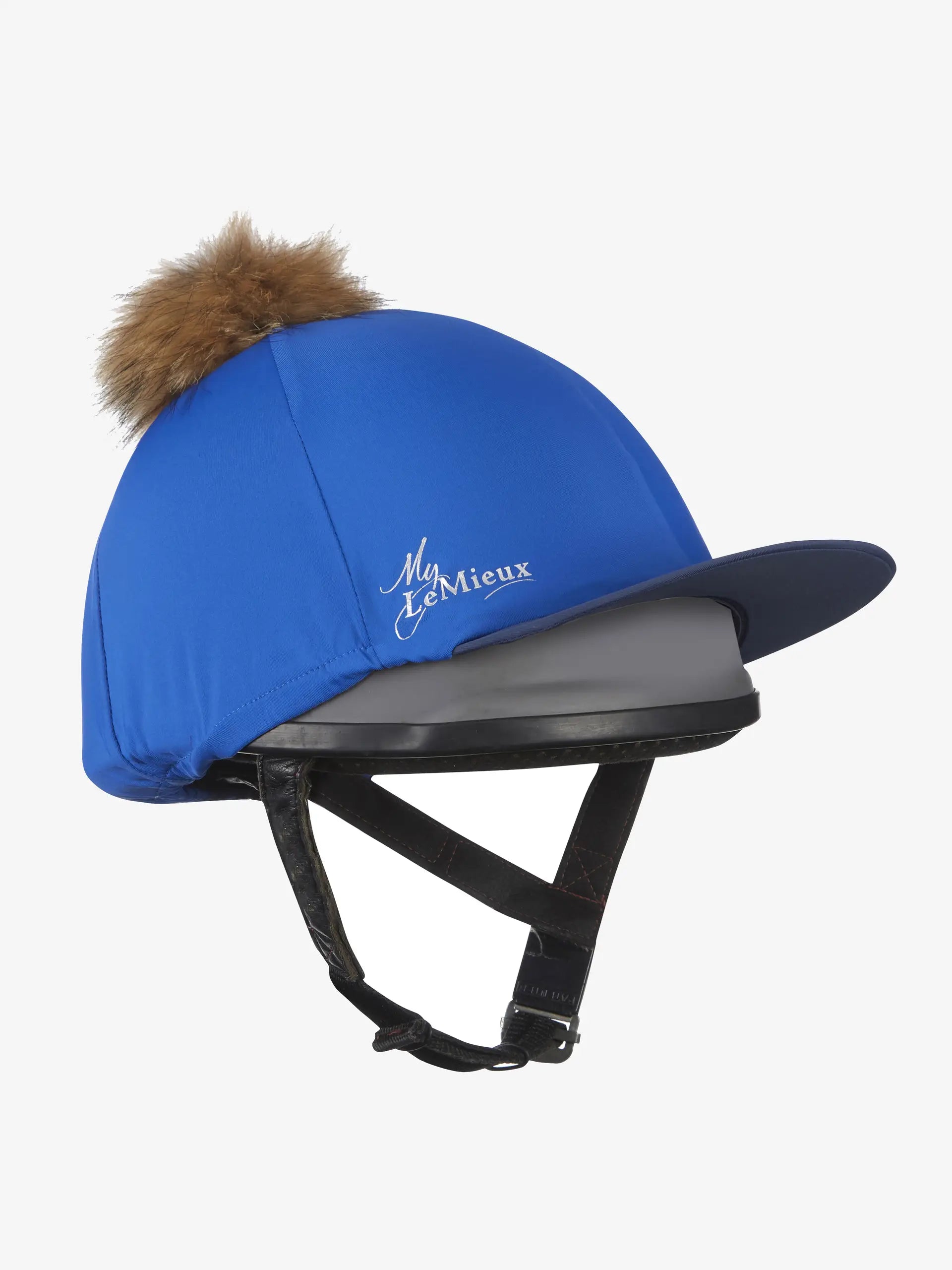 LEMIEUX Pom Hat Silk Benetton from Equiflair: Stylish Equestrian Riding Helmet Cover with Detachable Faux Fur Pom