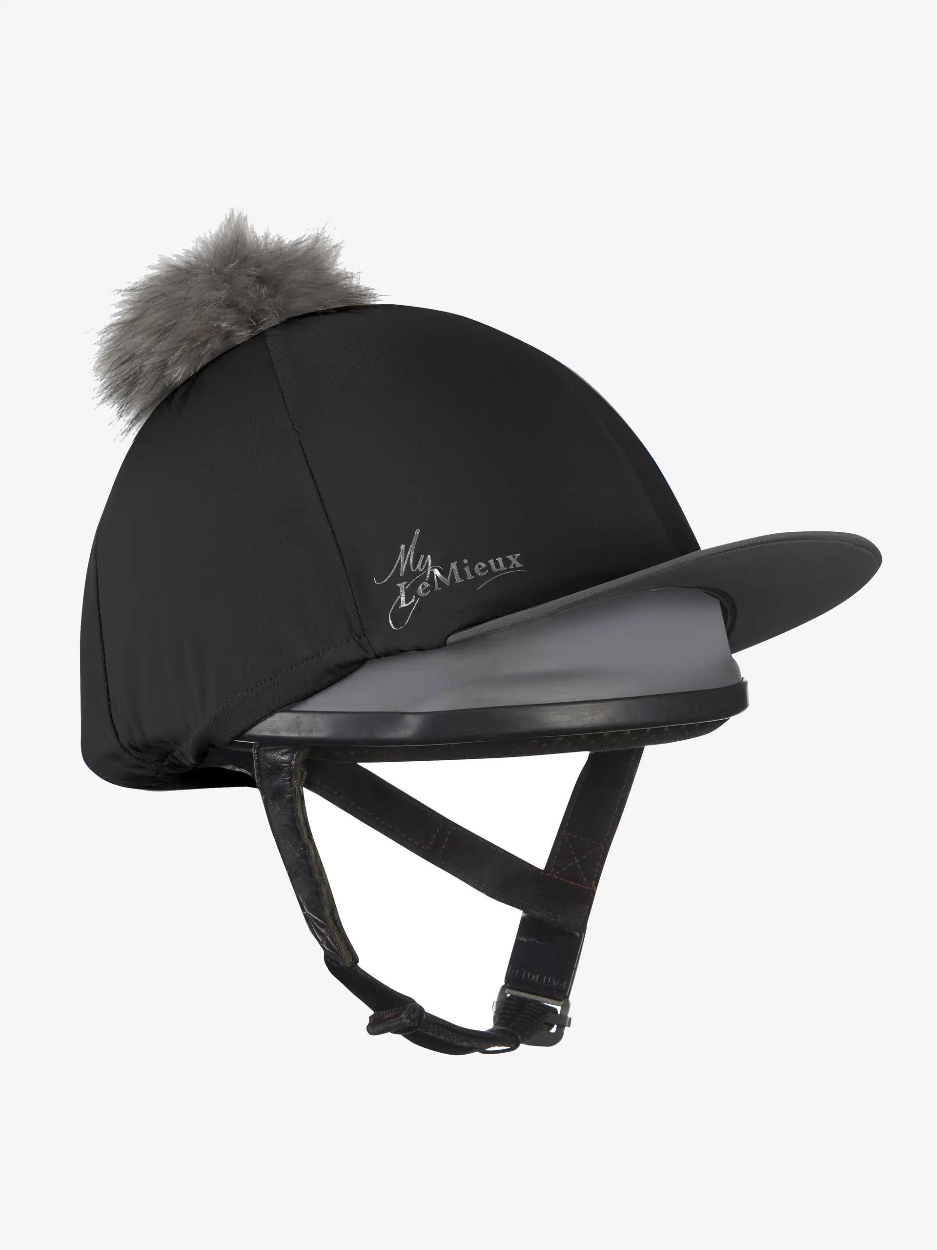 LeMieux Black Pom Hat Silk: Stylish Equestrian Riding Helmet Cover with Detachable Pom Pom