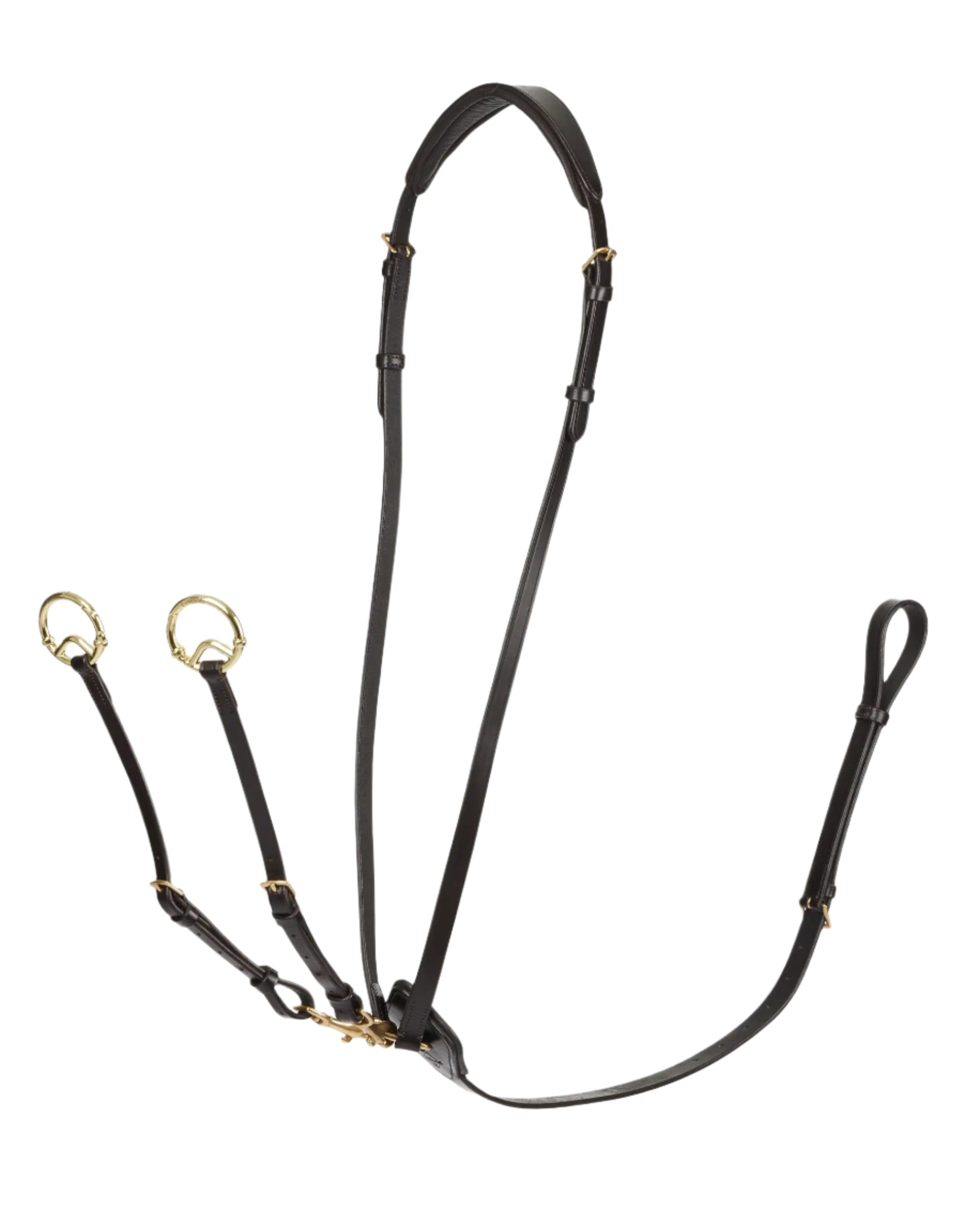 LeMieux Kudos Running Martingale Brown/Brass Horse Tack - Adjustable, Detachable Reins