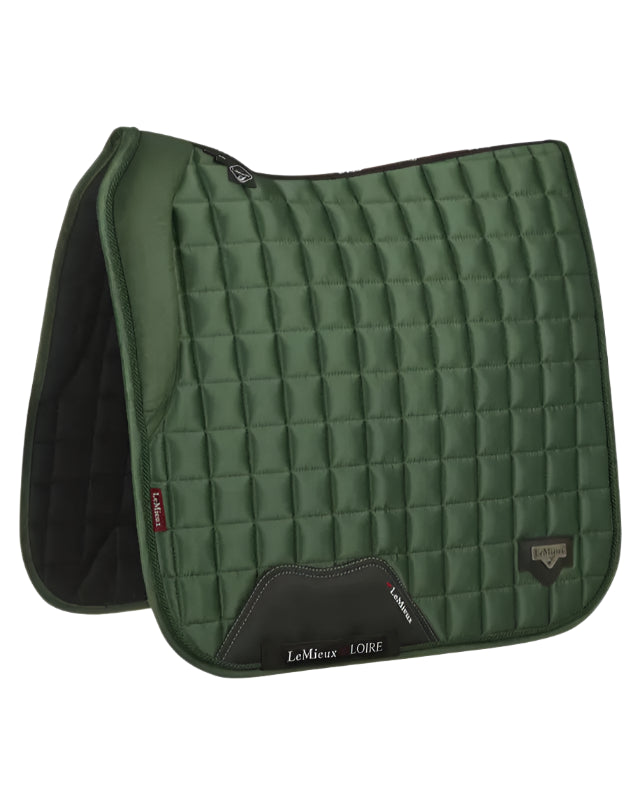 LEMIEUX LOIRE MEMORY DRESSAGE SQUARE HUNTER GREEN Saddle Pad. Luxurious equestrian equipment for horse and rider.