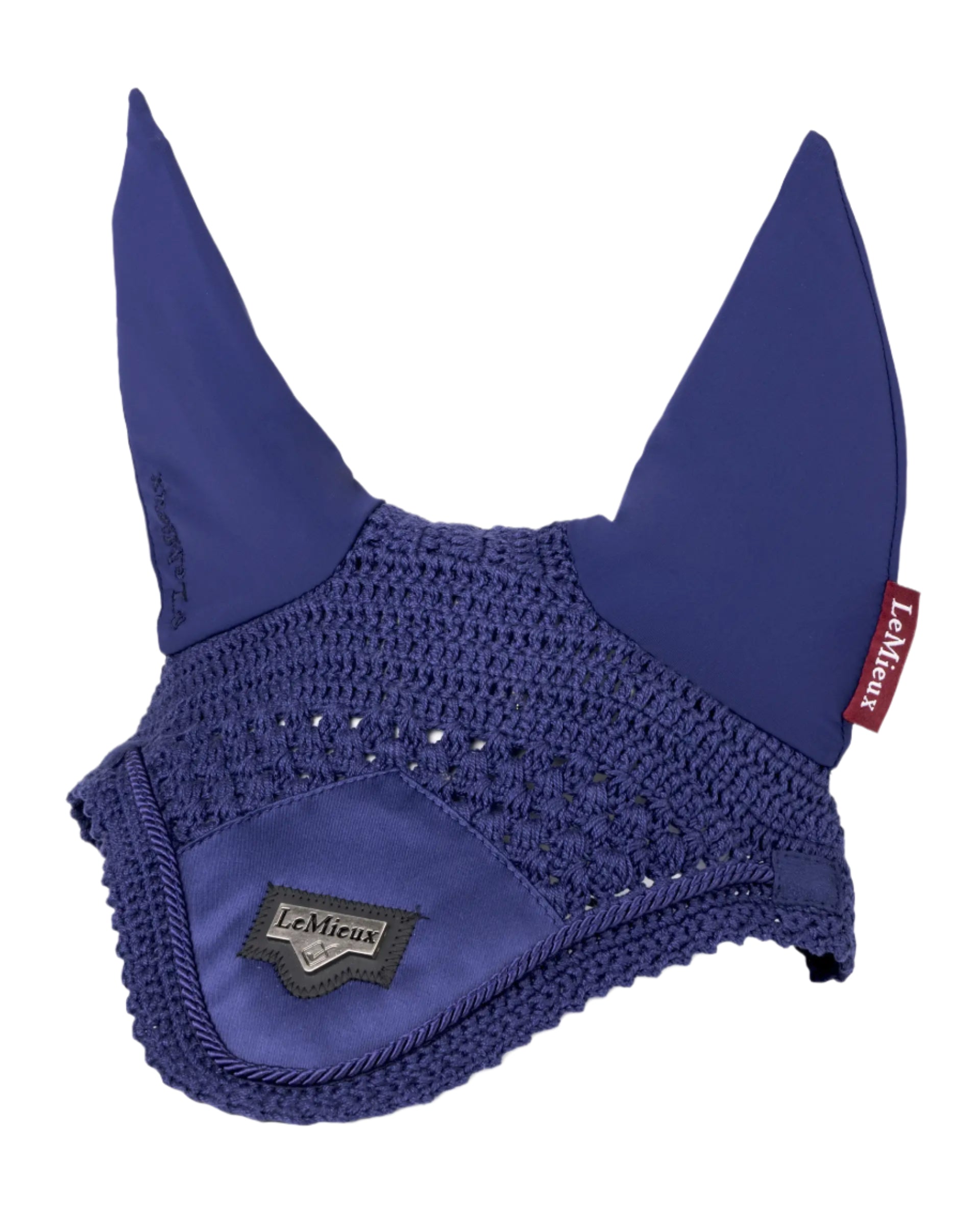 LeMieux Loire Ink Blue Fly Hood for Horse - Crochet Equestrian Ears Protection