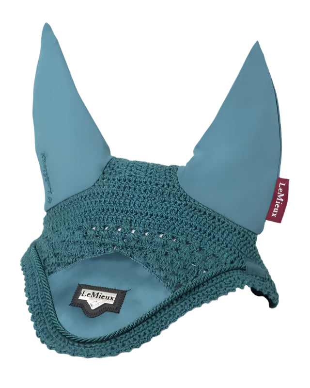 LeMieux Loire Fly Hood Peacock - Horse Equestrian Fly Bonnet, Handmade Crochet Cotton Veil with Satin