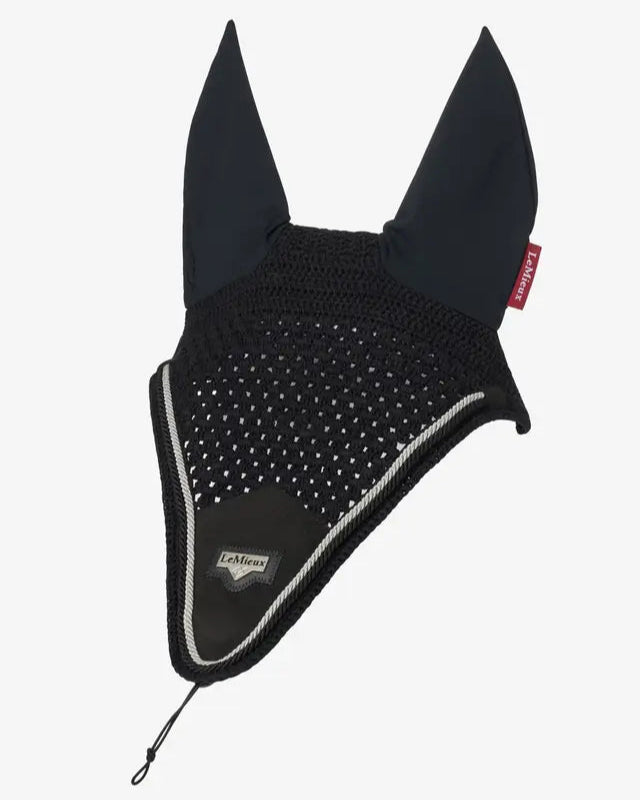 LEMIEUX Puissance Fly Hood Black - Horse Ear Net with Extended Shape & Secure Fit for Dust & Fly Protection | Equine Riding Gear