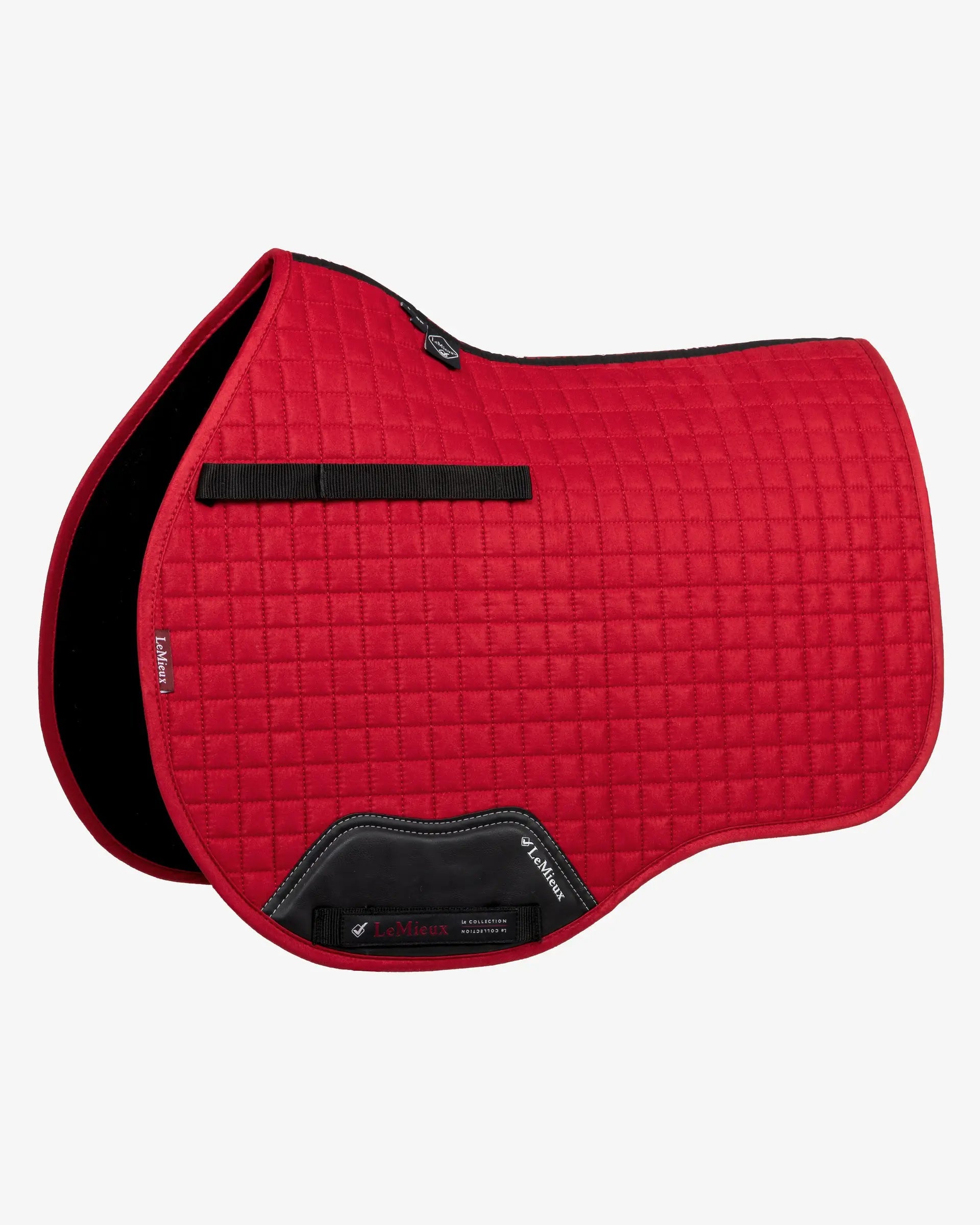 LeMieux Suede GP Square Chilli Saddle Pad - General Purpose Quilted Red Equestrian Pad for Horses, Equiflair Saddlery