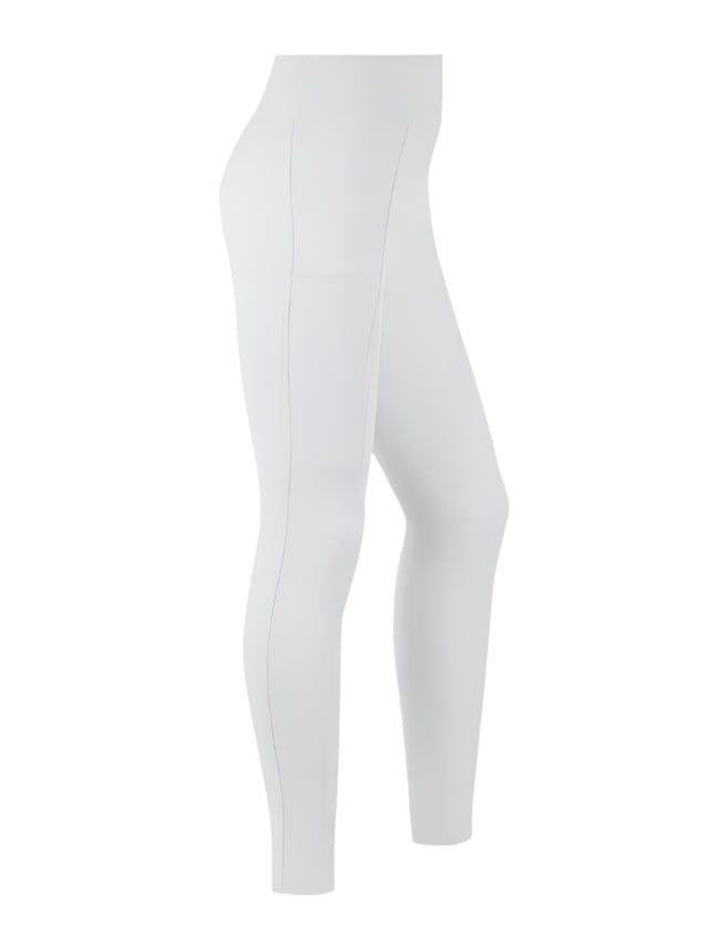 White Lemieux Young Rider Pull-On Breeches: Comfortable & Secure Riding Pants with Phone Pockets!