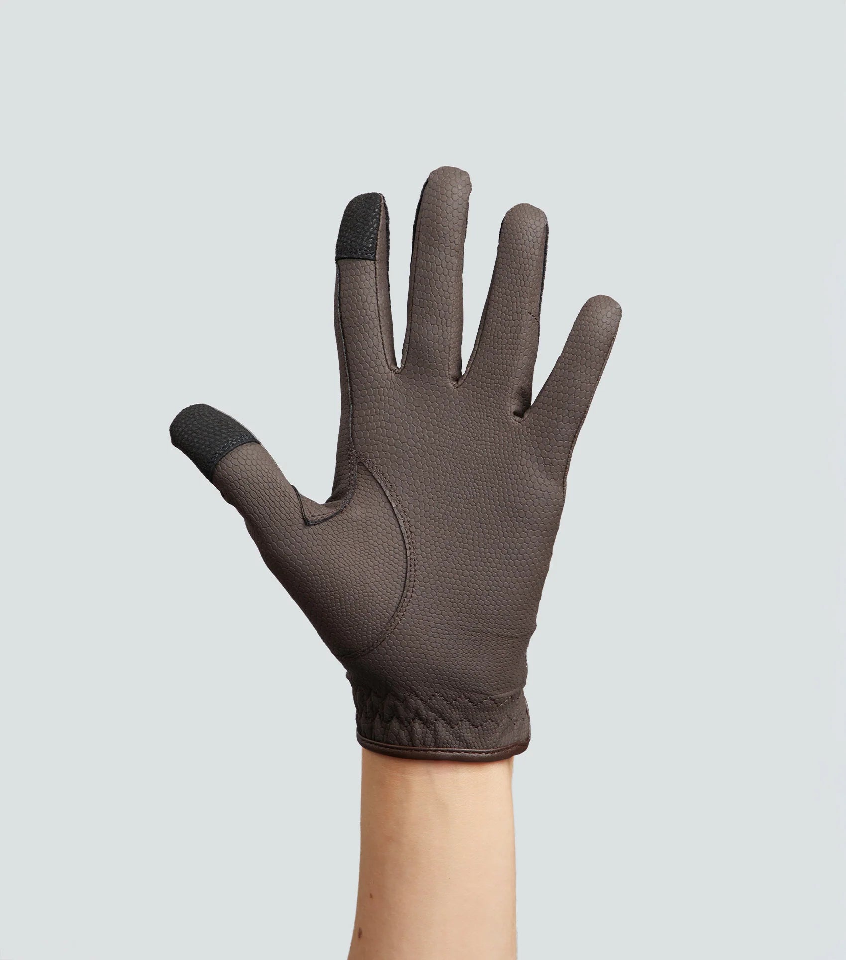 Premier Equine Metaro Junior Brown Riding Gloves: Touchscreen Equestrian Glove for Kids