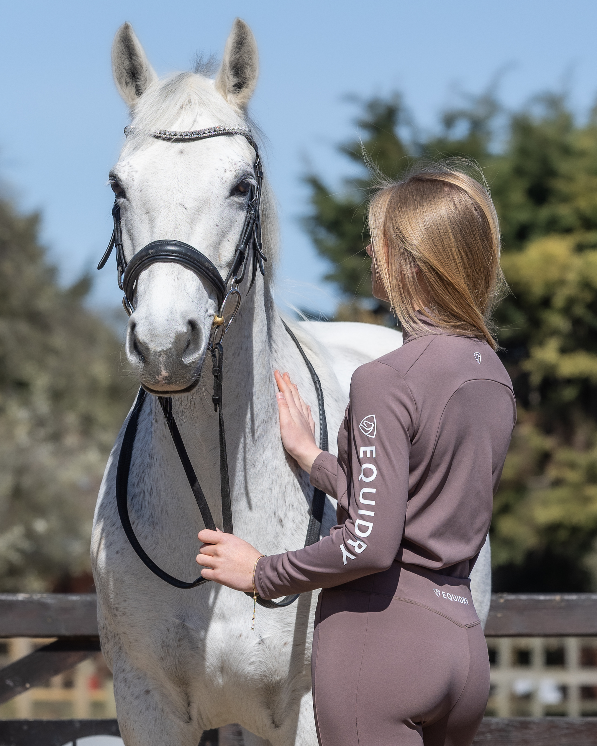 EQUIDRY Water Repellent Leggings Knee Grip Children's Mocha