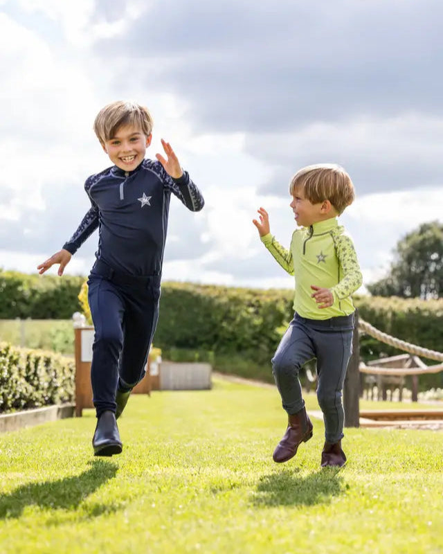 Lemieux Mini Base Layer: Kids Equestrian Apparel - Indigo Riding Shirt. Childrens Activewear