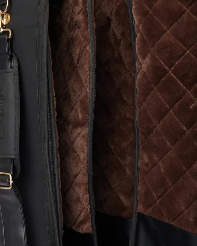 LEMIEUX Luxe Boot Bag Black - Quilted Faux Fur Lined Horse Riding Boot Bag for Storage & Travel