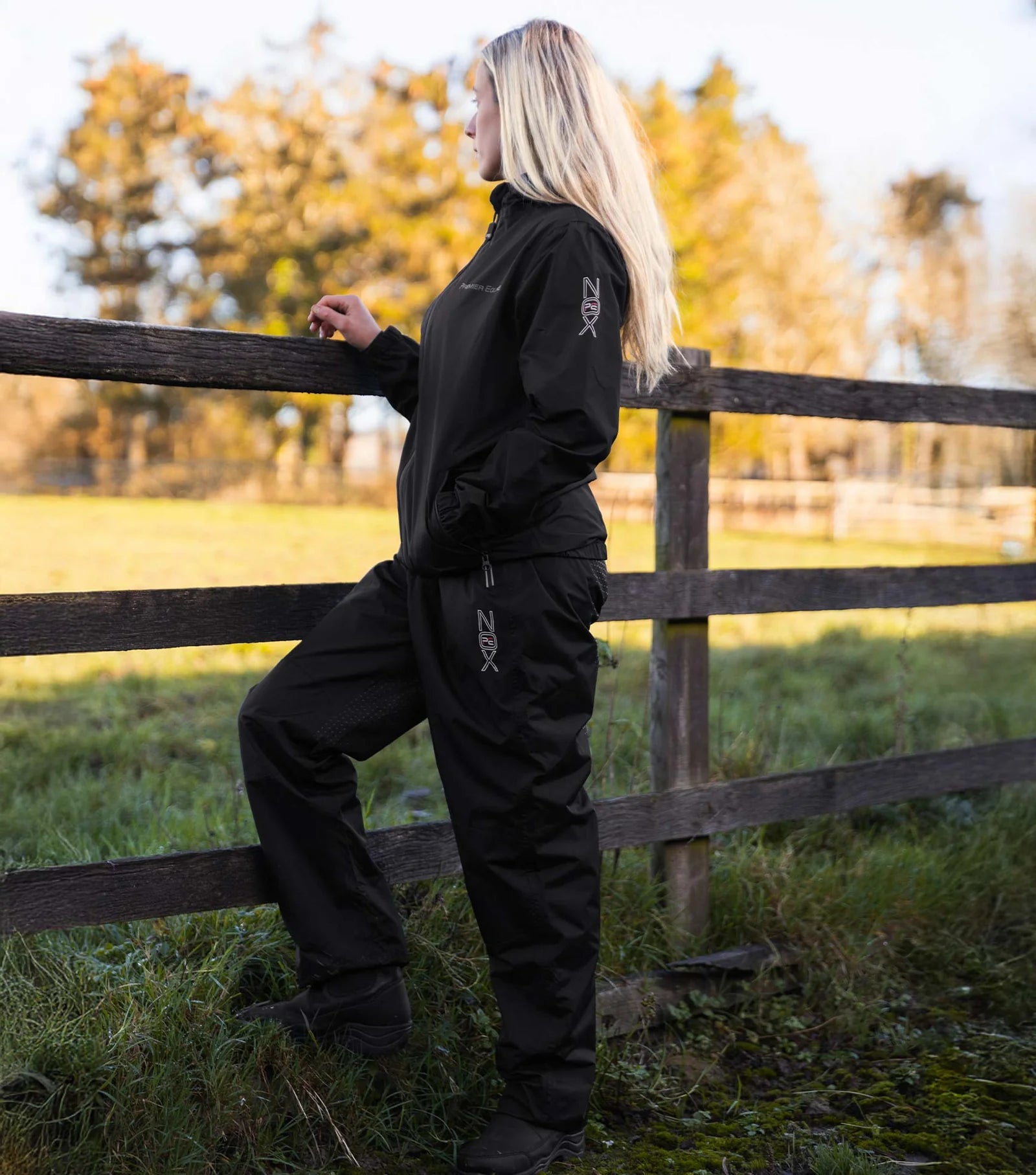 Premier Equine Nox Duo Waterproof Equestrian Trousers Black - Rain Gear for Horse Riders