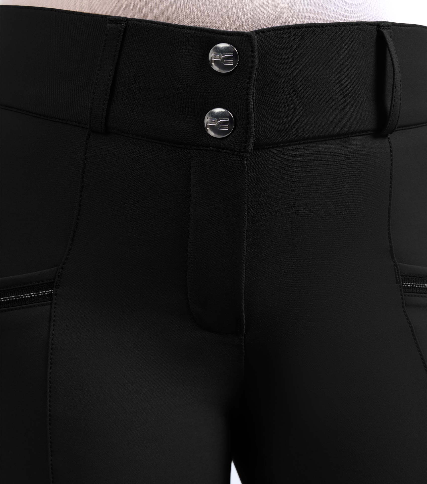 Premier Equine Black Ofena Riding Breeches: Double Button Full Seat Design for Women's Equestrian Apparel