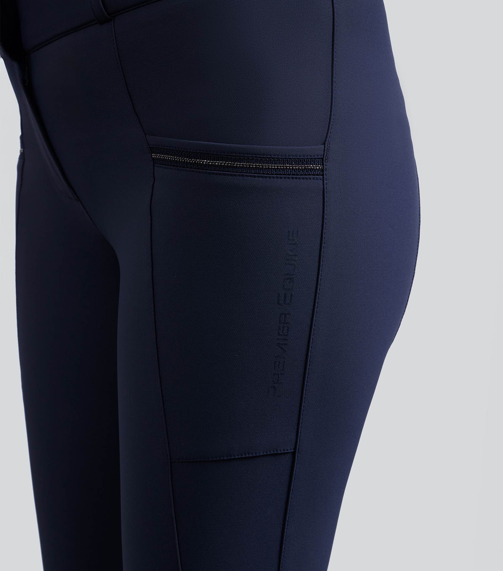 Premier Equine Ofena Navy Riding Breeches for Women - Gel Knee Patch, Comfortable Equestrian Pants