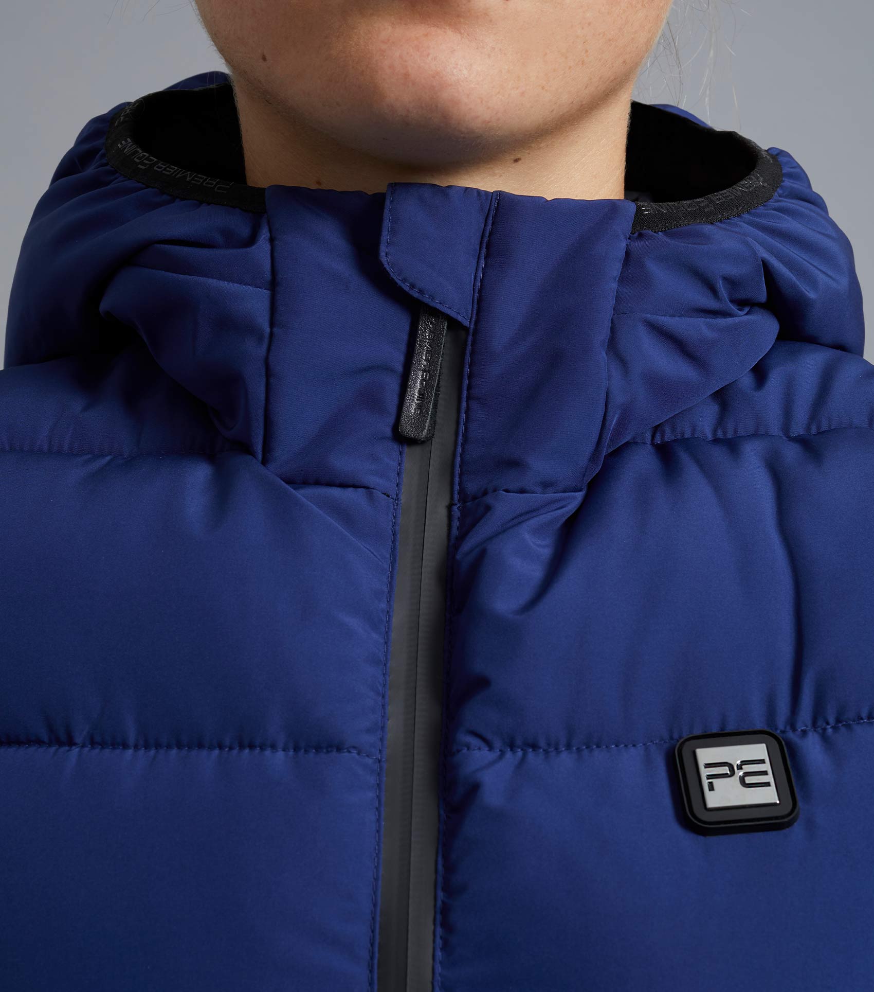 Premier Equine Pavoni Ladies Quilted Gilet - Imperial Navy. Water-resistant, lightweight equestrian vest for women.