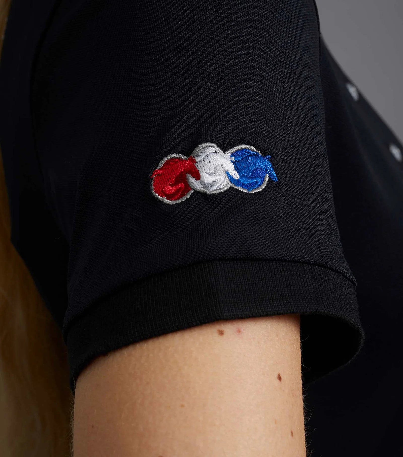 Premier Equine Ladies Team Polo Shirt - Navy. Equestrian Polo with Embroidered Detail. Equiflair
